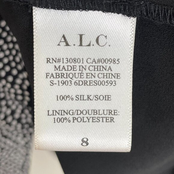 A.L.C. Womens Size 8 Polka Dot Viera Dress 100% Silk Mini in Black - Picture 11 of 12